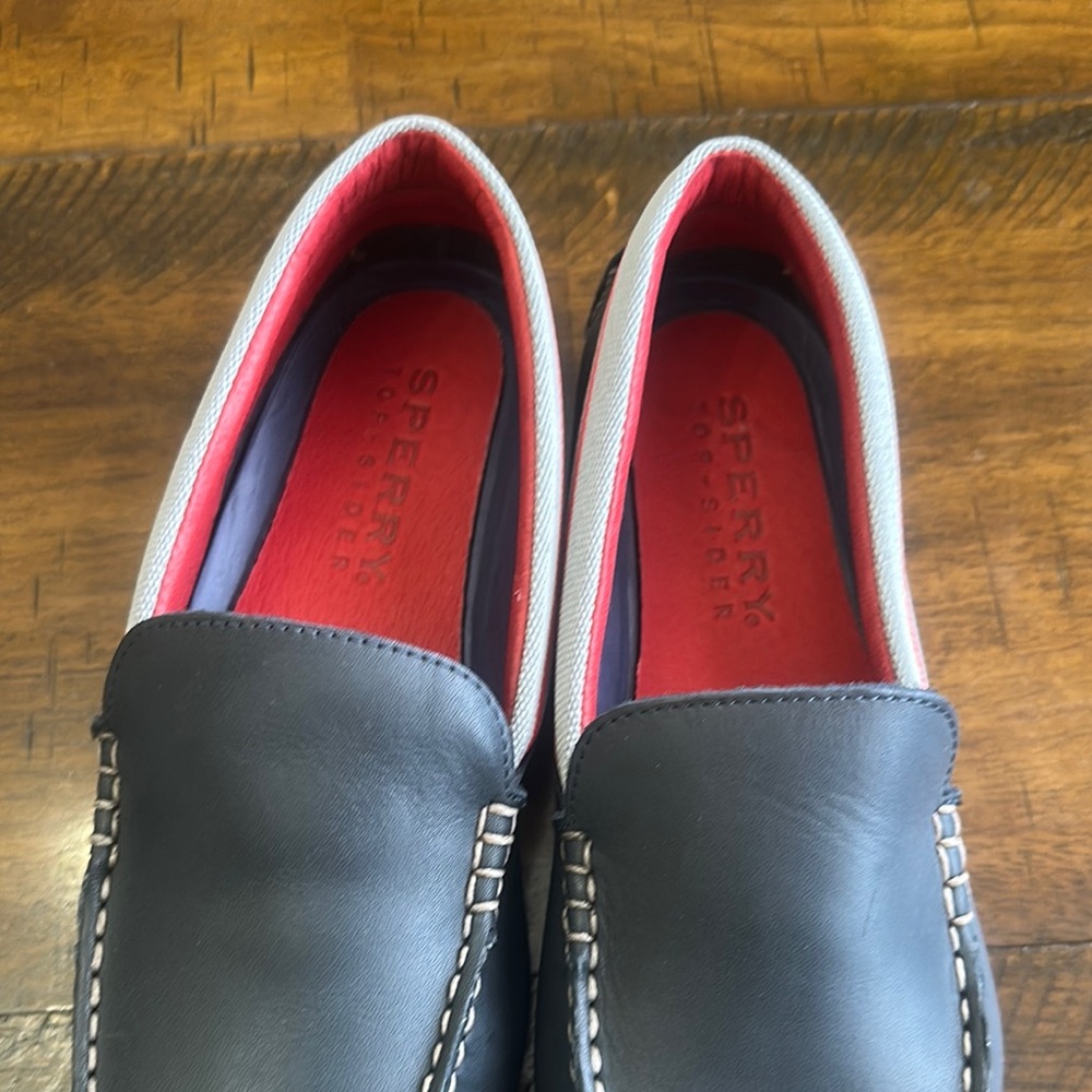 Sperry Black and Red Loafers Slip-Ons with Sporty Accents - Picture 3 of 11